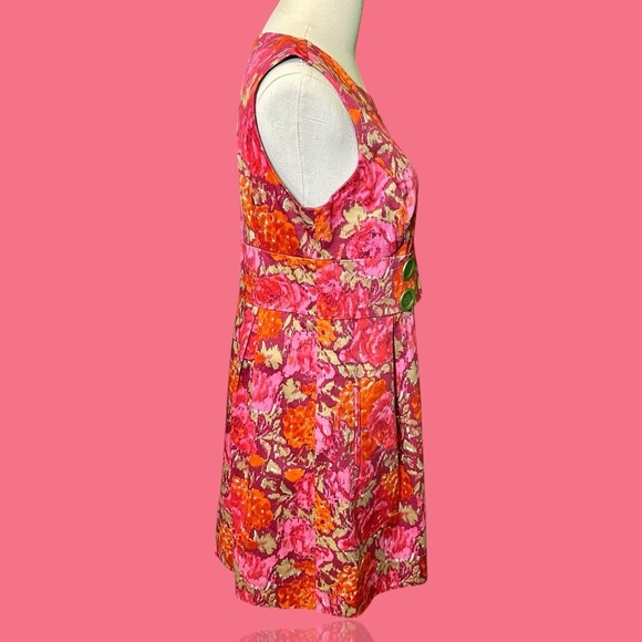 MICHAEL Michael Kors Pink & Orange Floral Print Button-Detail Shift Dress Sz 8P - Picture 14 of 16